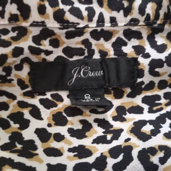 'J.CREW' 100% Silk Blouse Size 8 Cheetah print EUC - Picture 9 of 12
